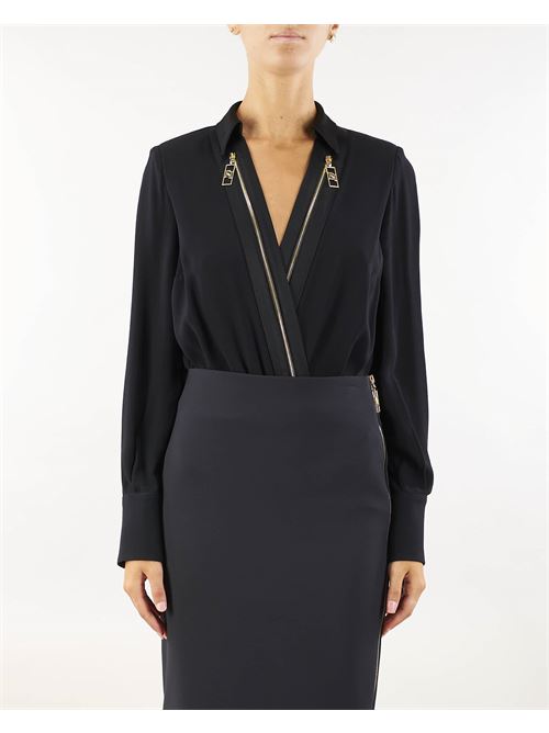 Camicia body in georgette e raso con zip Elisabetta Franchi ELISABETTA FRANCHI | Camicia | CB00346E2110